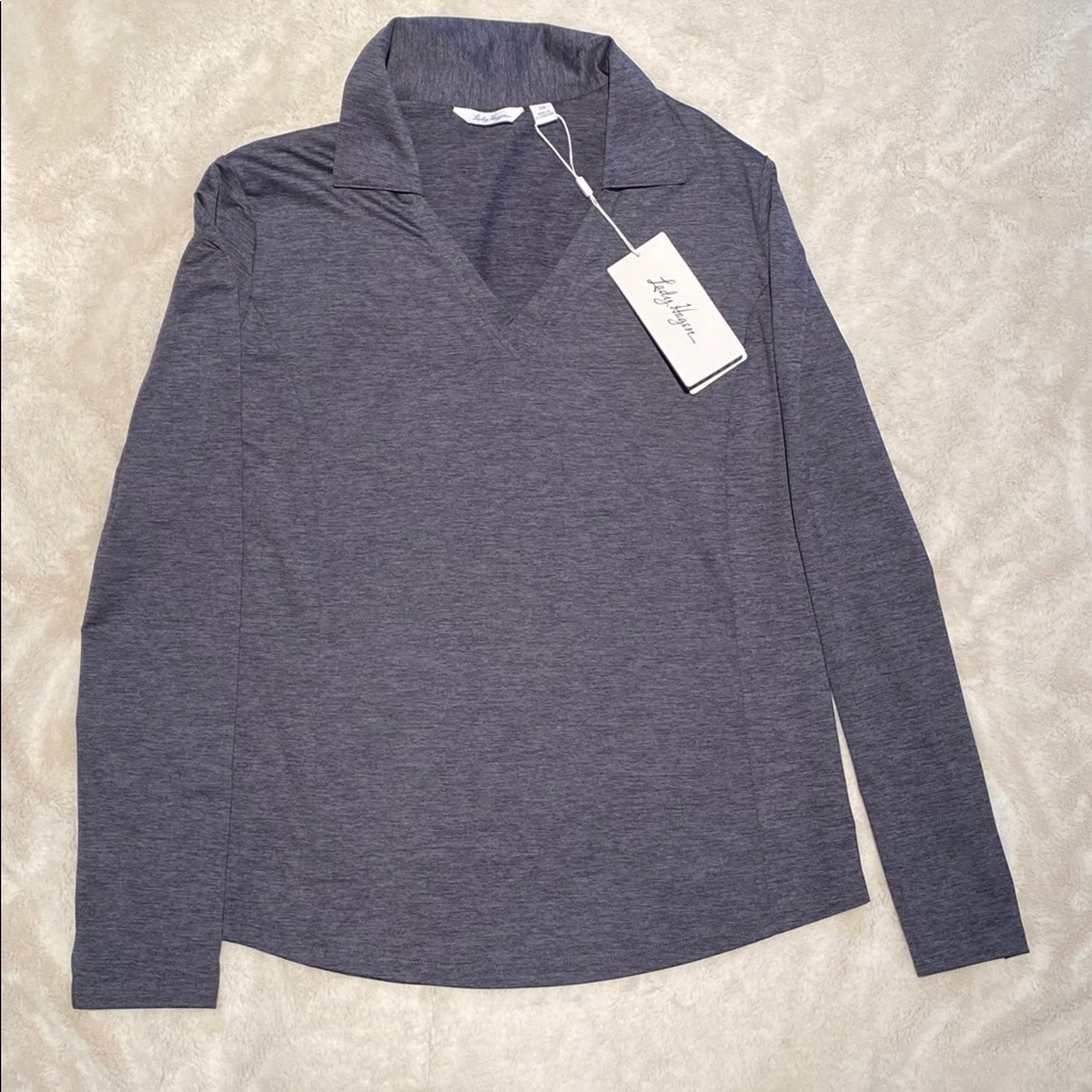 Lady Hagen L/S V-Neck Shirt Size Medium Dark Navy